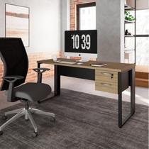 Escrivaninha Mesa Escritório Retangular com Gaveteiro Suspenso com Chave