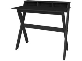 Escrivaninha Mesa Escritório Retrô com Pés Angulares Itália 3 Nichos 90cm Preto Escrivaninha Mesa Escritório Retrô com Pés Angulares Itália 3 Nichos 90cm Preto