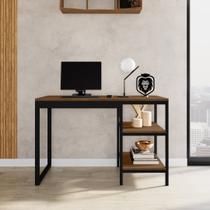 Escrivaninha Mesa Escritório Slim 2 Prateleiras 130cm Industrial Espresso Móveis Preto E Canela Rústico Escrivaninha Mesa Escritório Slim 2 Prateleiras 130cm Industrial Espresso Móveis Preto E Canela Rústico
