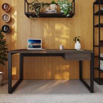 Escrivaninha Mesa Escritório Yon Diretor com 150x70x75 1 Gaveta 150cm Industrial Terracota E Preto