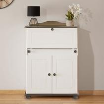 Escrivaninha Mesa Madeira Secretária 2 Portas David Branco Cinza