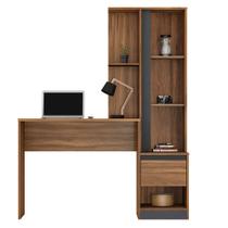 Escrivaninha Mesa P/ Computador Com Armário Politorno Amendola/Grafito Home Office Escritório - Mercado dos Móveis