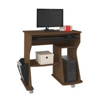 Escrivaninha/Mesa para Computador 160 Amêndoa com Preto e Porta-Revista Lateral - Artely