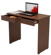 Escrivaninha mesa para computador Aparador gamer de 02 gavetas cor Avelã marrom rústica pintura frente e fundo