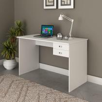 Escrivaninha Mesa Para Computador Home Office 117 cm 2 Gavetas Escritório Branco