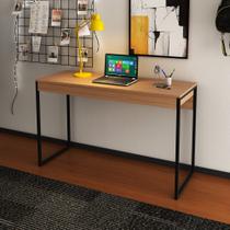 Escrivaninha Mesa Para Computador Home Office 120 cm Escritório Quarto Marrom Amêndoa e Preto