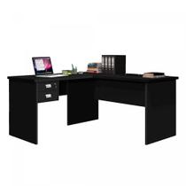 Escrivaninha / Mesa Para Computador Modelo Em L TAUR 2 Gavetas Sendo 1 com Chave Com Puxadores Cromados Cor Preto Escrivaninha / Mesa Para Computador Modelo Em L TAUR 2 Gavetas Sendo 1 com Chave Com Puxadores Cromados Cor Preto