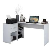 Escrivaninha Mesa para Computador Office em L Durango 2 Gavetas e 3 Nichos 135cm