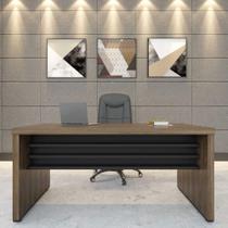 Escrivaninha Mesa Para Home Office Escritório E Recepção 160 Cm Tamburato Artany Charuto/Preto