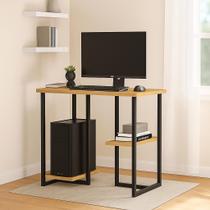 escrivaninha mesinha para computador desktop notebook industrial quarto apartamento pequena prateleira mali 76cm home office pes de ferro