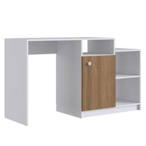 Escrivaninha Multiuso 01Porta 03Nichos 135cm Branco Mel PRODDY
