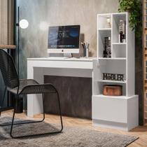 Escrivaninha Office Com Estante Biblioteca Lion Branco Fosco - Mabe Magazine