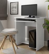 Escrivaninha Office Mesa De Computador Com Suporte De Teclado E Prateleira Pratica Branco