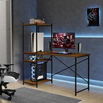 Escrivaninha Office Rubi em MDF Industrial com Prateleiras KLM Store