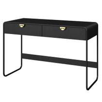 Escrivaninha Orgânica Luna Artesano 125 cm (larg) em MDP Nero Duas Gavetas Base Metal Preto Escrivaninha Orgânica Luna Artesano 125 cm (larg) em MDP Nero Duas Gavetas Base Metal Preto