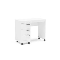 Escrivaninha p/ Escritório Osaka c/ 3 Gavetas e Rodízios Branco - Politorno