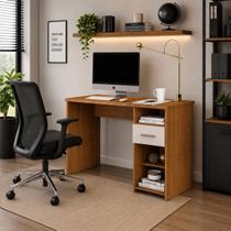 Escrivaninha para Computador com Gaveta e Nichos Mesa de Escritório Home Office Freijó Off White Escrivaninha para Computador com Gaveta e Nichos Mesa de Escritório Home Office Freijó Off White