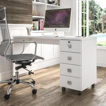 Escrivaninha Para Computador Office Em Mdp 25mm Com 4 Gavetas Dubai Branco Brilhante Lukaliam Moveis