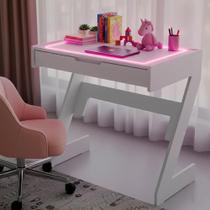 Escrivaninha para Escritório com Luz Neon Branco Escrivaninha para Escritório com Luz Neon Branco