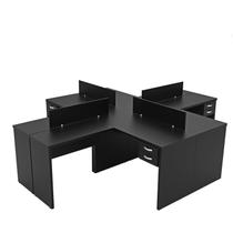 Escrivaninha para Escritório em L 4 Unidades Office Preto
