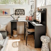 Escrivaninha para escritorio em L Algarve preto Escrivaninha para escritorio em L Algarve preto