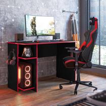 Escrivaninha Para Escritório Ou Gamer Preto E Vermelho Qmovi