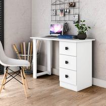Escrivaninha para Home Office 3 Gavetas 110 Cm Branco Movelbento Escrivaninha para Home Office 3 Gavetas 110 Cm Branco Movelbento
