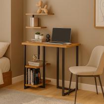 escrivaninha para home office mali 76cm pes de ferro com prateleira
