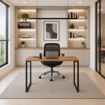 Escrivaninha Pé de Ferro Industrial Home Office Mesa para Computador Escritório Moderna Preto Freijó Escrivaninha Pé de Ferro Industrial Home Office Mesa para Computador Escritório Moderna Preto Freijó