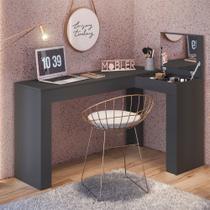 Escrivaninha Penteadeira Camarim de Canto com Espelho Jade Preto Fosco Liso - MABE MAGAZINE