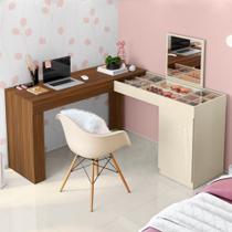 Escrivaninha Penteadeira Camarim de Canto com Espelho Star Freijó/Off White - MABE MAGAZINE