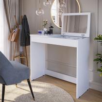 Escrivaninha Penteadeira com Espelho Infantil e Porta Joias Paris Branco Para Quarto Oliart