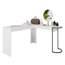 Escrivaninha Penteadeira Em L Com Espelho Mavi Branc/preto Fosco - M.a Escrivaninha Penteadeira Em L Com Espelho Mavi Branc/preto Fosco - M.a