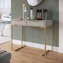 Escrivaninha Penteadeira Estilo Industrial com 2 Gavetas P1039 Placa e Ponto Champagne/Arenas