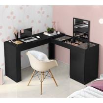 Escrivaninha Penteadeira Funcional Preto Fosco - Moveis Leartam