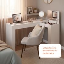 Escrivaninha Penteadeira Maquiagem Canto Espelho Moderna Porta Joias Casa Quarto - N&E Loja Escrivaninha Penteadeira Maquiagem Canto Espelho Moderna Porta Joias Casa Quarto - N&E Loja