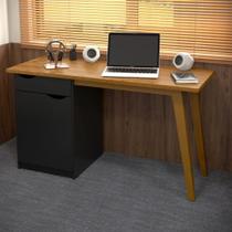 Escrivaninha Pés Retrô Prism - Preto com Cumarú - Patrimar Móveis