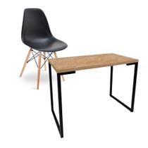 Escrivaninha Porto Natura 90cm e Cadeira Eiffel Charles Eames Preto Escrivaninha Porto Natura 90cm e Cadeira Eiffel Charles Eames Preto