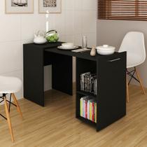 Escrivaninha Retrátil Multifuncional com Nichos e Puxador MDP Amêndoa Tecnomobili Cor:Preto