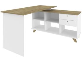 Escrivaninha Retrô em L Mesa Escritório e Home Office com e Gold 2 Gavetas 5 Nichos 145cm Branco Art Escrivaninha Retrô em L Mesa Escritório e Home Office com e Gold 2 Gavetas 5 Nichos 145cm Branco Art
