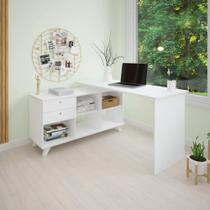 Escrivaninha Retrô em L para Escritório e Home Office com 2 Gavetas e 5 Nichos Gold Escrivaninha Retrô em L para Escritório e Home Office com 2 Gavetas e 5 Nichos Gold