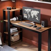 Escrivaninha Roma 115cm com Prateleiras Mesa para Computador Home Office Moderna Estilo Industrial Compacta para Escritório e Quarto 45cm Profundidade Escrivaninha Roma 115cm com Prateleiras Mesa para Computador Home Office Moderna Estilo Industrial Compacta para Escritório e Quarto 45cm Profundidade