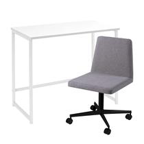 Escrivaninha Tampo Branco Cadeira Cinza Base Branca 55x55x40