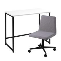 Escrivaninha Tampo Branco Cadeira Cinza Base Preta 55x55x40 - DAF