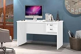 Escrivaninha Taurus para Computador com 2 Gavetas, Mesa de Escritório Moderna, Branco, Trabalho