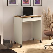 Escrivaninha Verona Estudos Notbook computador Com rodinhas Cor Off white / Freijo - Comprar Moveis em Casa
