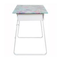 Escrivaninha Vidro Floral 58x105x76cm Branco Just Home Collection