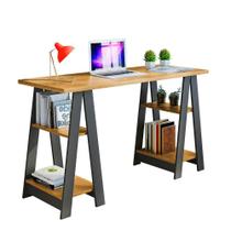 Escrivaninha Vigor 4 Prateleiras JCM Movelaria Cinamomo Grafite