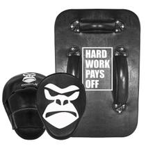 Escudo Almofada De Chute Aparador Muay Thai + Manopla De Foco Soco Alvo De Mão Profissional Gorilla