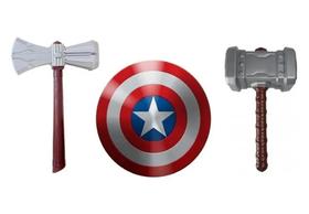 Escudo Capitão América 30 Cm + Martelo Thor + Machado Thor